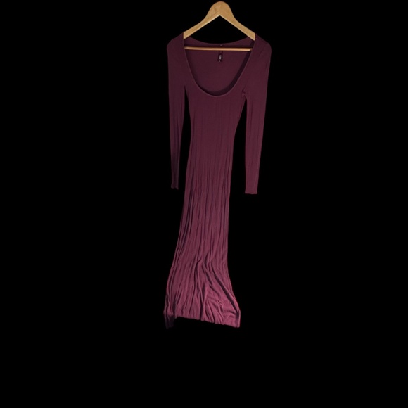 Skims Ribbed Lounge Long Sleeve Maxi Dress Sz S - Picture 2 of 6